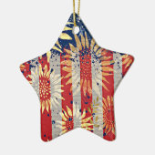 国旗とヒマワリ セラミックオーナメント (左)