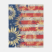 国旗とヒマワリ フリースブランケット (正面)