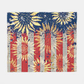 国旗とヒマワリ フリースブランケット (正面(横))