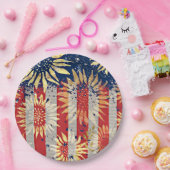 国旗とヒマワリ ペーパープレート (パーティー)