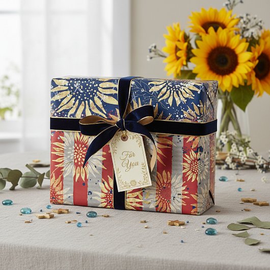 国旗とヒマワリ ラッピングペーパー