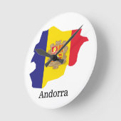 国旗と国々アンドラ ラウンド壁時計 (傾斜)