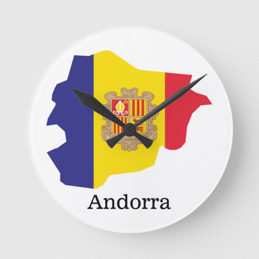 国旗と国々アンドラ ラウンド壁時計 (正面)