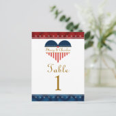 国旗のハート結婚愛国者表番号カード ポストカード (スタンド正面)