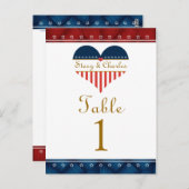 国旗のハート結婚愛国者表番号カード ポストカード (正面/裏面)