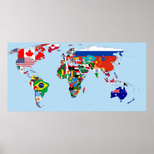 国旗の世界地図ポスター ポスター