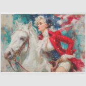 国旗の切り離しを持つ乗馬の愛国女性 薄葉紙 (正面)