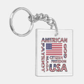 国旗の文字アメリカの星とストライプパトリオット キーホルダー (正面左)
