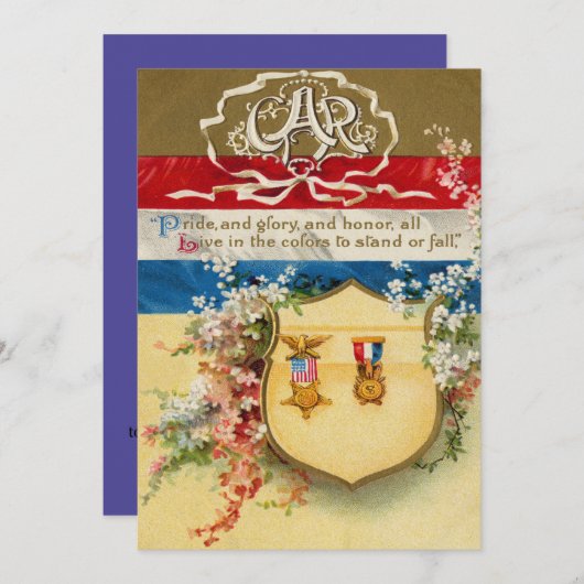 国旗の盾メダルグランド・アーミー 招待状 (正面/裏面)