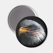 国旗の背景を持つ愛国的なワシ マグネット (正面/裏面)