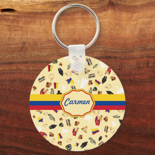国旗を持つコロンビアの象徴的なアイテム キーホルダー (正面)
