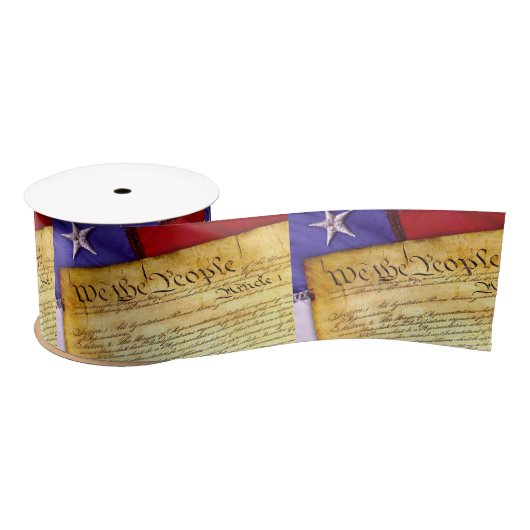 国旗を掲げたアメリカ憲法 サテンリボン (リール)