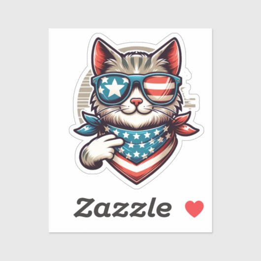 国旗クールの色合いを持つ愛猫 シール (シート)