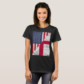 国旗デザインハーフUSAハーフ・イングランド Tシャツ (正面フル)