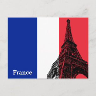 国旗フランスの&エッフェルタワー – フランス/スポーツファン ポストカード