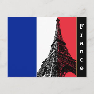 国旗フランスの&エッフェルタワー – フランス/スポーツファン ポストカード