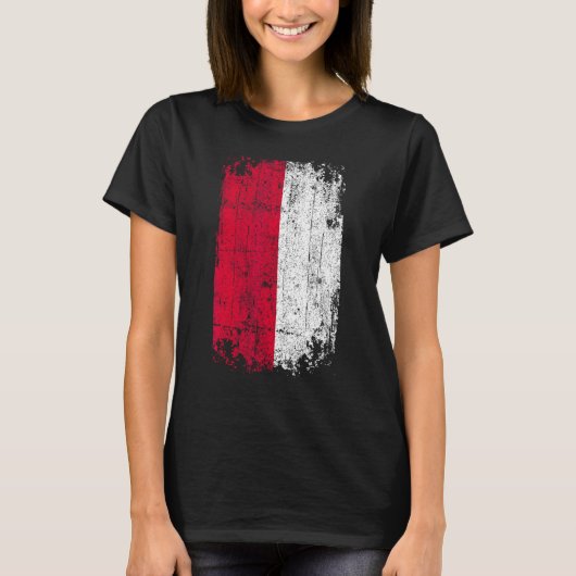 国旗土産グランジ国旗モナコ Tシャツ (正面)