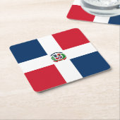 国旗：ドミニカ共和国 スクエアペーパーコースター (アングル)