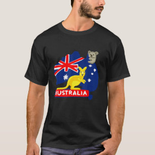 国旗 地図 大陸 カンガルー コアラ Tシャツ