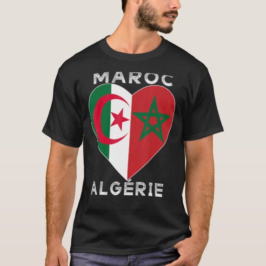 国旗Loveモロッコ・アルジェリア， I Loveモロッコ・アルジェリア Tシャツ (正面)