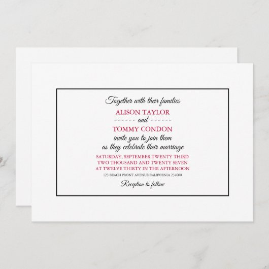 国日本の旗、日本結婚国旗 招待状 (正面/裏面)