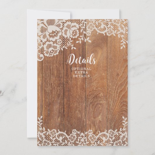 国木および素朴なレースの結婚式招待状 招待状 (裏面)