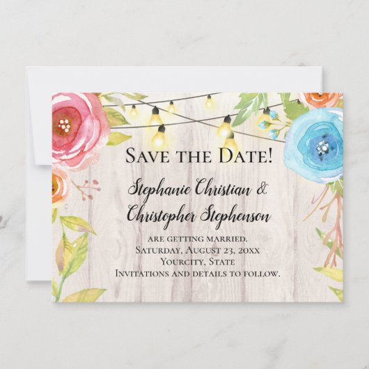 国木素朴の文字列ライト日付の保存 招待状 (正面)