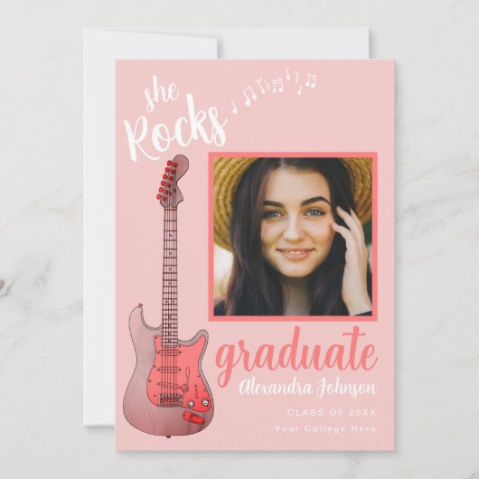 国歌をロックする大学院写真ピンクの台本 招待状 (正面)