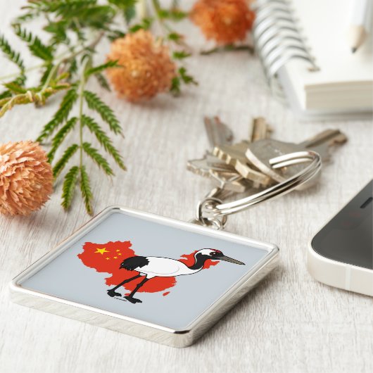 国民のBirdorable: 中国の赤戴冠させたクレーン キーホルダー (側面)