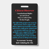 国民は、憲法修正第4条を支持する バッジ (裏面)