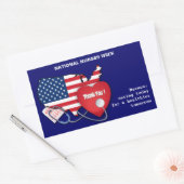 国民ナース週間。アメリカ愛国的デザインカスタム 長方形シール (封筒)