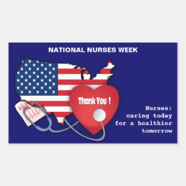 国民ナース週間。アメリカ愛国的デザインカスタム 長方形シール