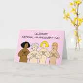 国民マンモグラフィ・デー10月漫画の女性 カード (黄色い花)