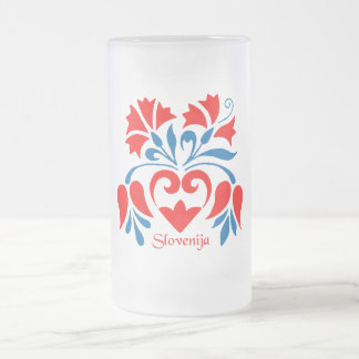国民色のスロベニアのモチーフのマグ フロストグラスビールジョッキ