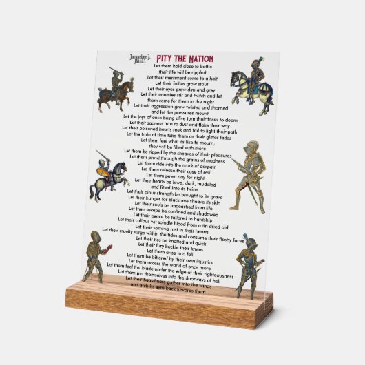 国民詩のアクリル書のサインを哀れむ アクリルサイン (傾斜)