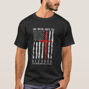 国民賛美一国の愛国的キリスト教国旗 Tシャツ