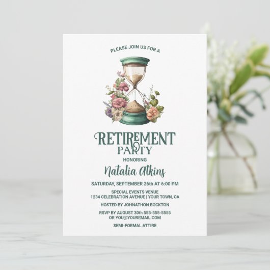 国水彩フローラ砂時計の廃棄 招待状 (スタンド正面)