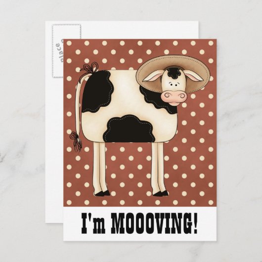 国牛の男性が住所変更通知を移動 案内ポストカード (正面/裏面)