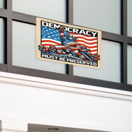 国王の民主主義救なし 横断幕 (ビルの外側)