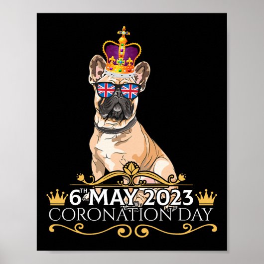 国王Iii戴冠式デーフランスのブルドッグギフト ポスター (正面)