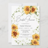 国産のヒマワリとツルのブライダルシャワー 招待状 (正面)