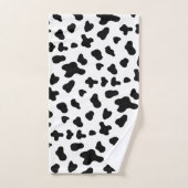 国産のモノクロ牛柄 バスタオルセット (ハンドタオル)