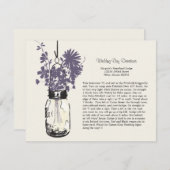 国産の野花とメイソンジャー 結婚式案内 エンクロージャーカード (正面/裏面)