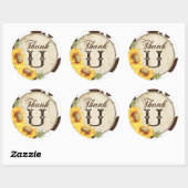 国産ひまわりの花と牛のプリントありがとう ラウンドシール (シート)