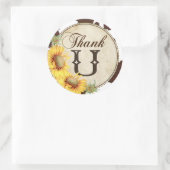 国産ひまわりの花と牛のプリントありがとう ラウンドシール (バッグ)