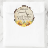 国産ひまわりの花と牛のプリントありがとう ラウンドシール (バッグ)