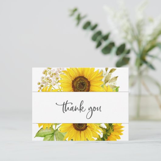 国産ひまわりサンフラワーありがとうはがき ポストカード (スタンド正面)