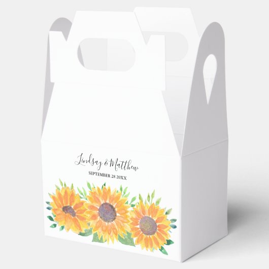 国産ひまわり水彩結婚式の引き出物箱 フェイバーボックス (オープン)