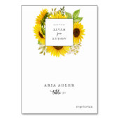 国産ひまわり結婚のメニューオプション座席表 テーブルナンバー (正面)