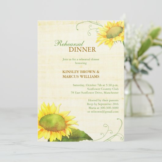 国産ひまわり結婚のリハーサルディナー 招待状 (スタンド正面)
